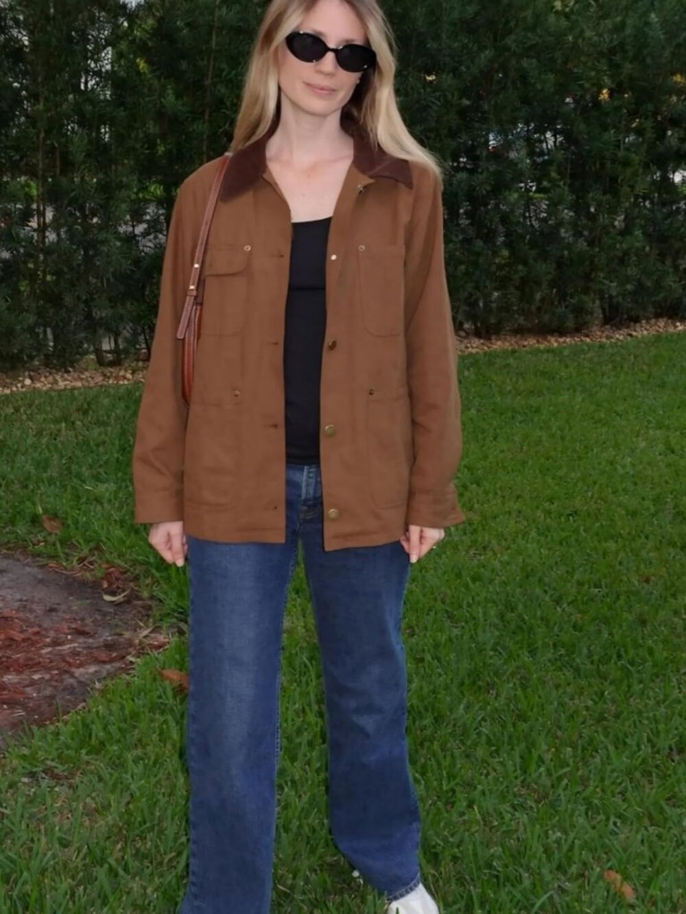 Oversized Vintage Utility Barn Jacket with Corduroy Collar for Women - Picture 7 of 9